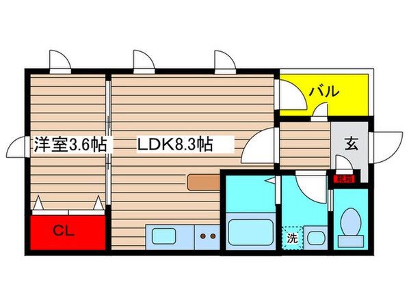 Caldo道徳公園　bの物件間取画像